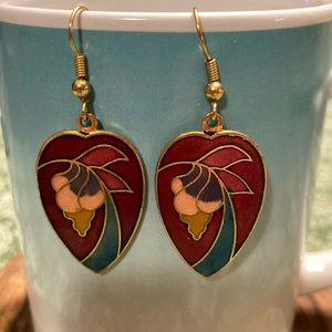Vintage cloisanne floral earrings
